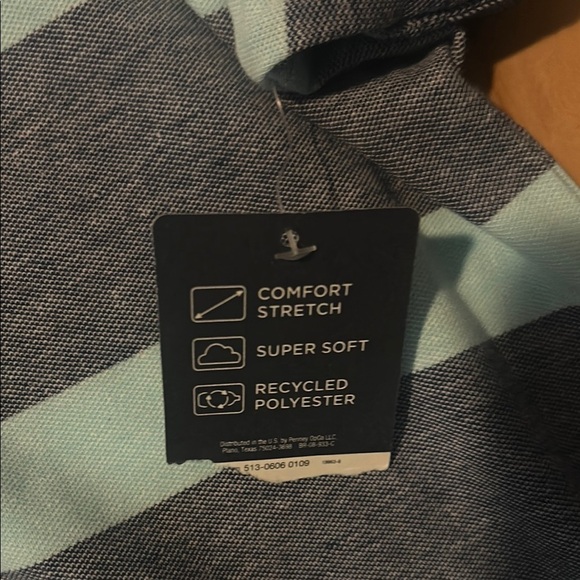 St. John's Bay Blue and Gray Polo Shirt with Classic Stripes - Picture 6 of 6